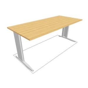 Scrivania piano Faggio 180x80xh.75 cm gamba a L in acciaio Argento linea Practika P1 Quadrifoglio - ECSMT180-FA-A-0