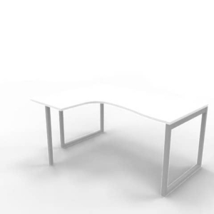 Scrivania angolare sinistra piano Bianco 160x120xh.75 cm gamba ad anello acciaio Argento Practika P2 ECSAT16S-BA-A-0