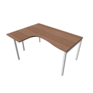 Scrivania angolare sinistra piano Noce canaletto 160x120xh.75 cm gamba a ponte in acciaio Argento linea Practika P3-0