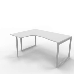 Scrivania angolare sinistra piano Grigio 160x120xh.75 cm gamba ad anello acciaio Argento Practika P2 ECSAT16S-GR-A-0