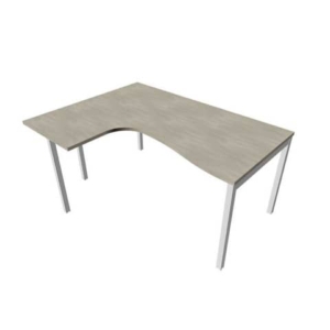 Scrivania angolare sinistra piano cemento 160x120xh.75 cm gamba a ponte in acciaio Argento linea Practika P3 ECSPT16S-CL-A-0