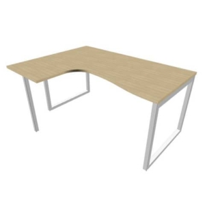 Scrivania angolare sinistra piano Rovere 160x120xh.75 cm gamba ad anello acciaio Argento Practika P2 ECSAT16S-RK-A-0