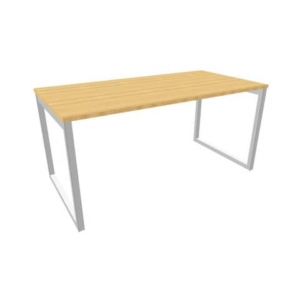 Scrivania piano Faggio 160x80xh.75 cm gamba ad anello in acciaio Argento linea Practika P2 Quadrifoglio - ECSAT160-FA-A-0