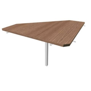 Raccordo 90° piano Noce canaletto 84x84xh.75 cm gamba in acciaio Argento per scrivanie Practika P4 ECRA9004-NO-A-0