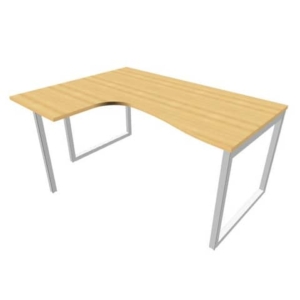 Scrivania angolare sinistra piano Faggio 160x120xh.75 cm gamba ad anello acciaio Argento Practika P2 ECSAT16S-FA-A-0