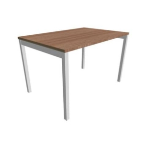 Scrivania piano Noce canaletto 120x80xh.75 cm gamba a ponte in acciaio Argento linea Practika P3 ECSPT120-NO-A-0