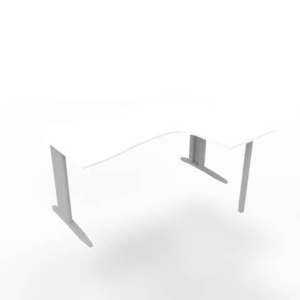 Scrivania angolare destra piano Bianco 160x120xh.75 cm gamba a L in acciaio Argento linea Practika P1 ECSMT16D-BA-A-0
