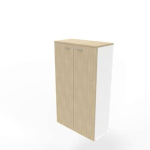 Armadio medio con ante battenti Rovere scocca Bianca 90x45xh.160 cm linea Practika Quadrifoglio - ECEL90L-RK-BA-RK-0