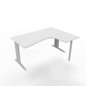 Scrivania angolare destra piano Grigio 160x120xh.75 cm gamba a L in acciaio Argento linea Practika P1 ECSMT16D-GR-A-0