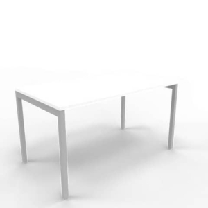 Scrivania piano Bianco 140x80xh.75 cm gamba a ponte in acciaio Argento linea Practika P3 Quadrifoglio - ECSPT140-BA-A-0