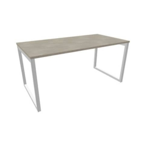 Scrivania piano cemento 160x80xh.75 cm gamba ad anello in acciaio Argento linea Practika P2 Quadrifoglio - ECSAT160-CL-A-0