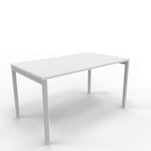 Scrivania piano Grigio 140x80xh.75 cm gamba a ponte in acciaio Argento linea Practika P3 Quadrifoglio - ECSPT140-GR-A-0