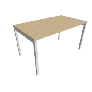 Scrivania piano Rovere 140x80xh.75 cm gamba a ponte in acciaio Argento linea Practika P3 Quadrifoglio - ECSPT140-RK-A-0