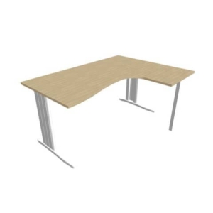 Scrivania angolare destra piano Rovere 160x120xh.75 cm gamba a L in acciaio Argento linea Practika P1 ECSMT16D-RK-A-0