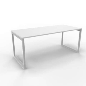Scrivania piano Grigio 180x80xh.75 cm gamba ad anello in acciaio Argento linea Practika P2 Quadrifoglio - ECSAT180-GR-A-0