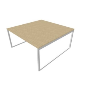 Bench piano Rovere 160x160xh.75 cm gamba ad anello in acciaio Argento linea Practika P2 Quadrifoglio - ECBEA16-RK-A-0