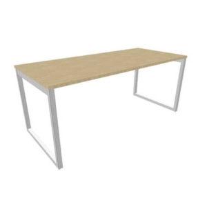 Scrivania piano Rovere 180x80xh.75 cm gamba ad anello in acciaio Argento linea Practika P2 Quadrifoglio - ECSAT180-RK-A-0