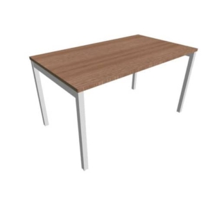 Scrivania piano Noce canaletto 140x80xh.75 cm gamba a ponte in acciaio Argento linea Practika P3 ECSPT140-NO-A-0
