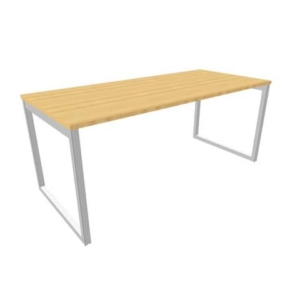 Scrivania piano Faggio 180x80xh.75 cm gamba ad anello in acciaio Argento linea Practika P2 Quadrifoglio - ECSAT180-FA-A-0