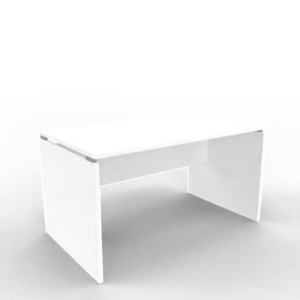 Scrivania piano Bianco 140x80xh.75 cm fianco a pannello in melaminico in tinta Practika P4 Quadrifoglio ECSLP140-BA-BA-0