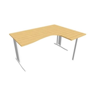 Scrivania angolare destra piano Faggio 160x120xh.75 cm gamba a L in acciaio Argento linea Practika P1 ECSMT16D-FA-A-0