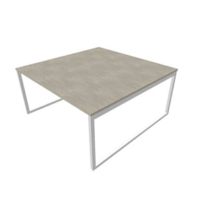 Bench piano cemento 160x160xh.75 cm gamba ad anello in acciaio Argento linea Practika P2 Quadrifoglio - ECBEA16-CL-A-0