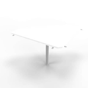 Raccordo 90° piano Bianco 84x84xh.75 cm gamba in acciaio Argento per scrivanie Practika P1 Quadrifoglio ECRA9001-BA-A-0