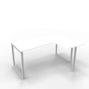 Scrivania angolare destra piano Bianco 160x120xh.75 cm gamba ad anello acciaio Argento Practika P2 ECSAT16D-BA-A-0