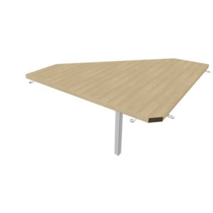 Raccordo 90° piano Rovere 84x84xh.75 cm gamba in acciaio Argento per scrivanie Practika P1 Quadrifoglio ECRA9001-RK-A-0