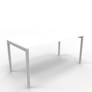 Scrivania piano Bianco 160x80xh.75 cm gamba a ponte in acciaio Argento linea Practika P3 Quadrifoglio - ECSPT160-BA-A-0