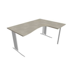 Scrivania angolare destra piano cemento 160x120xh.75 cm gamba a L in acciaio Argento linea Practika P1 ECSMT16D-CL-A-0