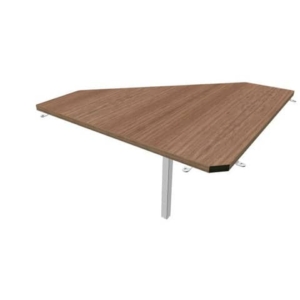 Raccordo 90° piano Noce canaletto 84x84xh.75 cm gamba in acciaio Argento per scrivanie Practika P1 ECRA9001-NO-A-0