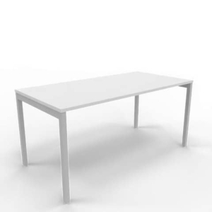 Scrivania piano Grigio 160x80xh.75 cm gamba a ponte in acciaio Argento linea Practika P3 Quadrifoglio - ECSPT160-GR-A-0