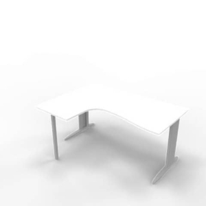 Scrivania angolare sinistra piano Bianco 160x120xh.75 cm gamba a L in acciaio Argento linea Practika P1 ECSMT16S-BA-A-0