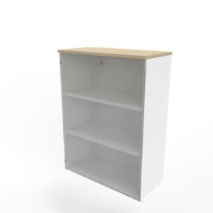 Armadio medio con ante vetro fumè, top Rovere scocca Bianca 90x45xh.123,2 cm Practika Quadrifoglio - ECEM90V-RK-BA-GE-0