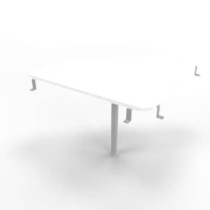 Raccordo 90° piano Bianco 84x84xh.75 cm gamba in acciaio Argento per scrivanie Practika P3 Quadrifoglio ECRA9003-BA-A-0