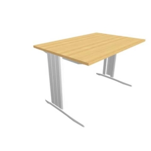 Scrivania piano Faggio120x80xh.75 cm gamba a L in acciaio Argento linea Practika P1 Quadrifoglio - ECSMT120-FA-A-0