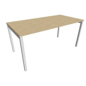 Scrivania piano Rovere 160x80xh.75 cm gamba a ponte in acciaio Argento linea Practika P3 Quadrifoglio - ECSPT160-RK-A-0