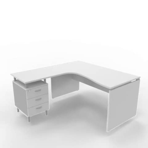 Scrivania con cassettiera sinistra piano Grigio 160x165xh.75 cm fianco a pannello in melaminico Practika P4 ECSLP17S-GR-GR-0