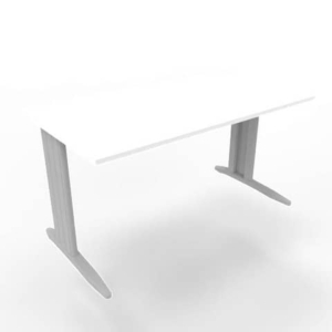 Scrivania piano Bianco 140x80xh.75 cm gamba a L in acciaio Argento linea Practika P1 Quadrifoglio - ECSMT140-BA-A-0