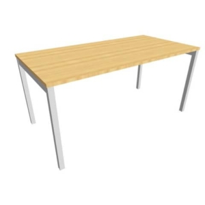 Scrivania piano Faggio 160x80xh.75 cm gamba a ponte in acciaio Argento linea Practika P3 Quadrifoglio - ECSPT160-FA-A-0