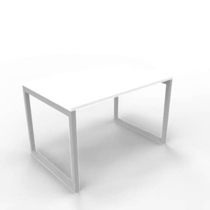 Scrivania piano Bianco 120x80xh.75 cm gamba ad anello in acciaio Argento linea Practika P2 Quadrifoglio - ECSAT120-BA-A-0