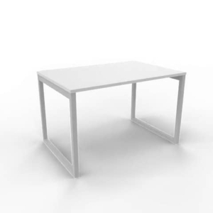 Scrivania piano Grigio 120x80xh.75 cm gamba ad anello in acciaio Argento linea Practika P2 Quadrifoglio - ECSAT120-GR-A-0