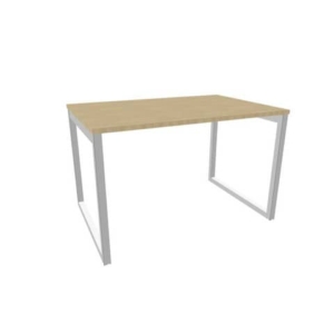 Scrivania piano Rovere 120x80xh.75 cm gamba ad anello in acciaio Argento linea Practika P2 Quadrifoglio - ECSAT120-RK-A-0