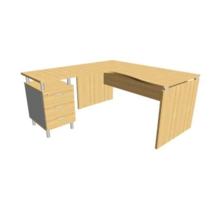 Scrivania con cassettiera sinistra piano Faggio 160x165xh.75 cm fianco a pannello in melaminico Practika P4 ECSLP17S-FA-FA-0