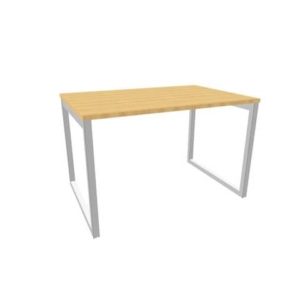Scrivania piano Faggio 120x80xh.75 cm gamba ad anello in acciaio Argento linea Practika P2 Quadrifoglio - ECSAT120-FA-A-0