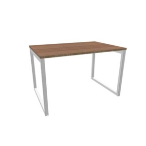 Scrivania piano Noce canaletto 120x80xh.75 cm gamba ad anello acciaio Argento linea Practika P2 ECSAT120-NO-A-0
