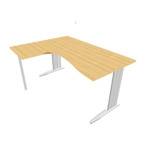 Scrivania angolare sinistra piano Faggio 160x120xh.75 cm gamba a L in acciaio Quadrifoglio piano Faggio ECSMT16S-FA-A-0