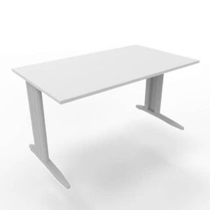 Scrivania piano Grigio 140x80xh.75 cm gamba a L in acciaio Argento linea Practika P1 Quadrifoglio - ECSMT140-GR-A-0