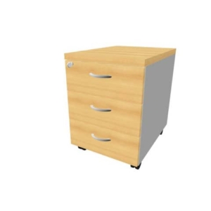Cassettiera Faggio 3 cassetti 42x56x58 cm con ruote e serratura linea Practika Quadrifoglio PKCA0003-FA-AA-0
